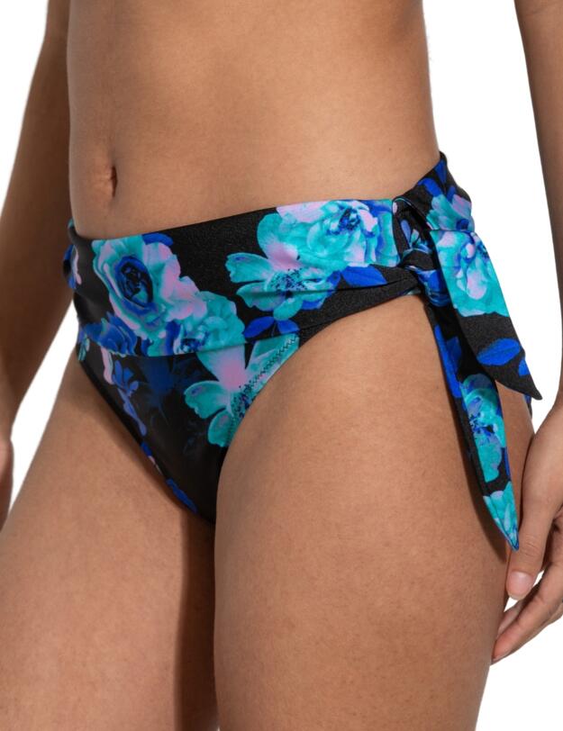 Pour Moi Portofino Tie Fold Over Bikini Brief Black Floral