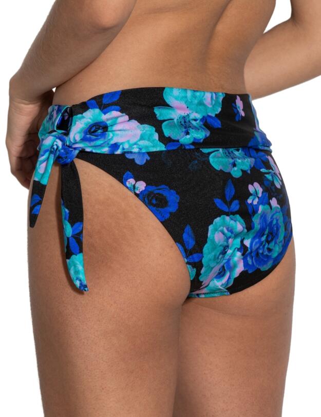 Pour Moi Portofino Tie Fold Over Bikini Brief Black Floral