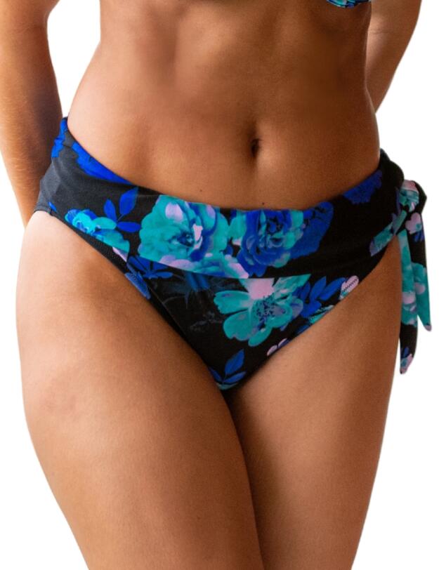 Pour Moi Portofino Tie Fold Over Bikini Brief Black Floral