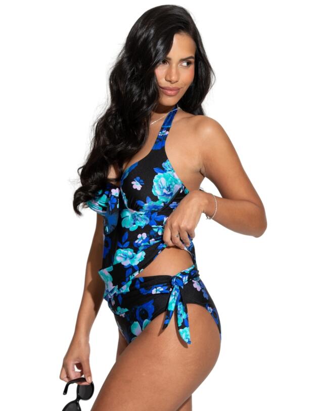 Pour Moi Portofino Halter Tankini Top Black Floral