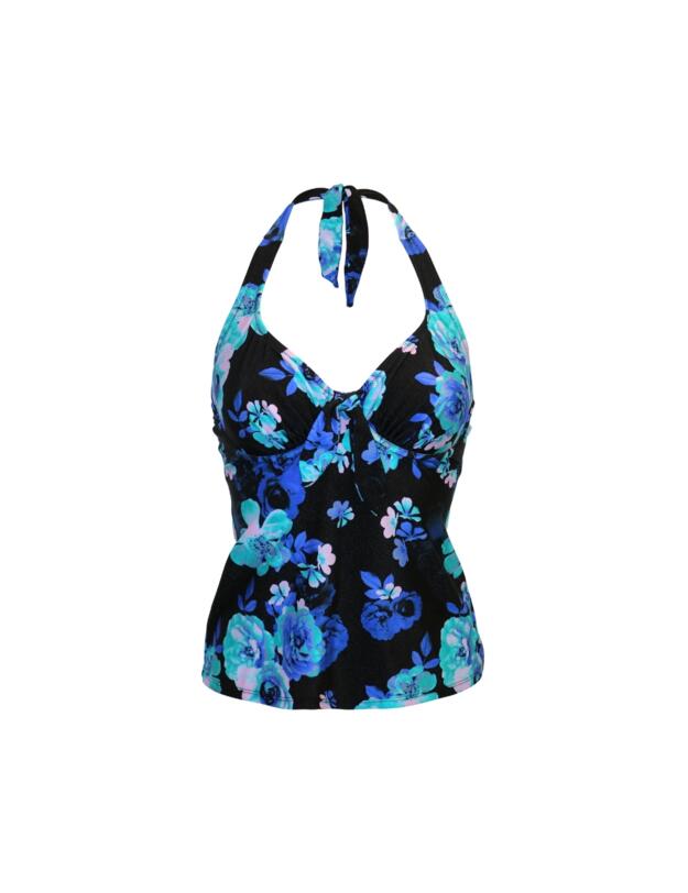Pour Moi Portofino Halter Tankini Top Black Floral