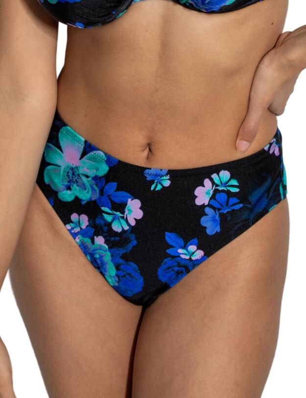 Pour Moi Portofino High Leg Control Bikini Brief Black Floral