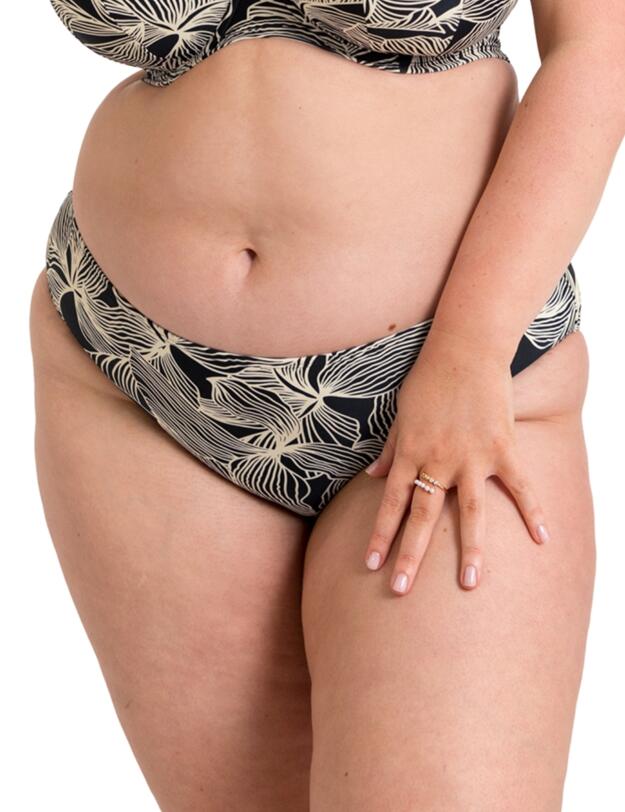 Curvy Kate Ripple Reef Classic Bikini Brief  Black Print