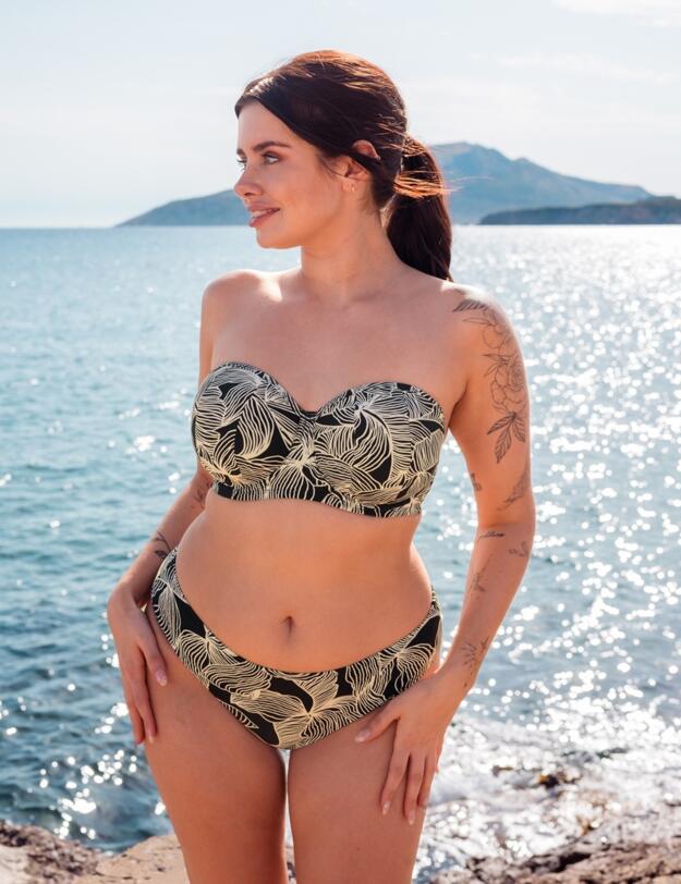 Curvy Kate Ripple Reef Classic Bikini Brief  Black Print
