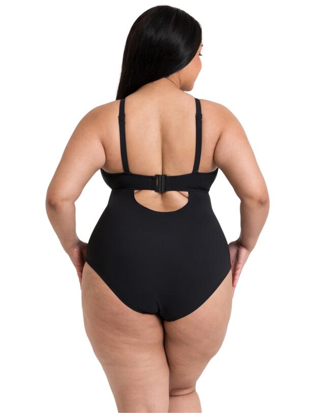 Curvy Kate Zip Tide Wireless Swimsuit Black