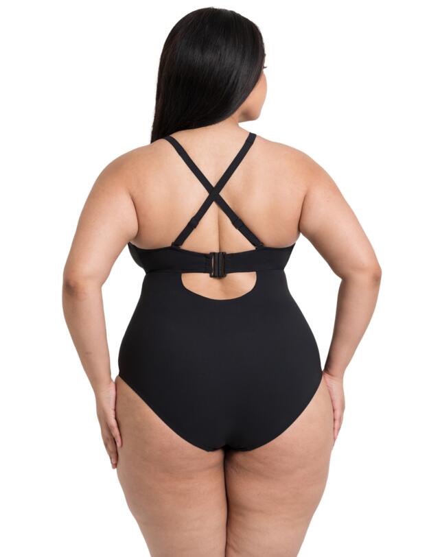 Curvy Kate Zip Tide Wireless Swimsuit Black