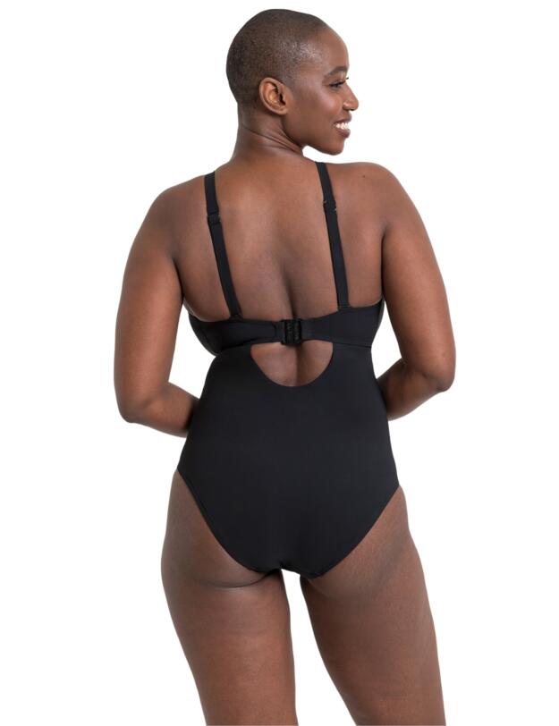 Curvy Kate Zip Tide Wireless Swimsuit Black