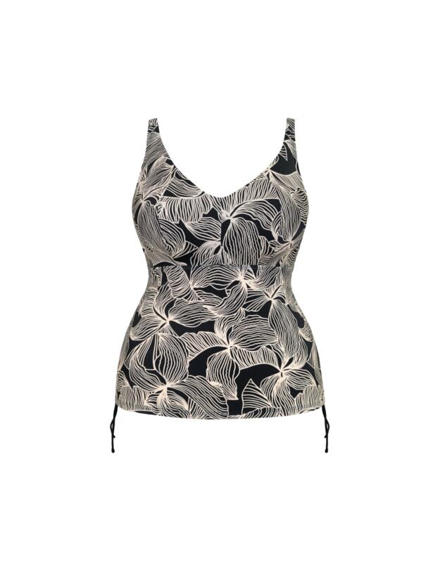 Curvy Kate Ripple Reef Wireless Tankini Top Black Print