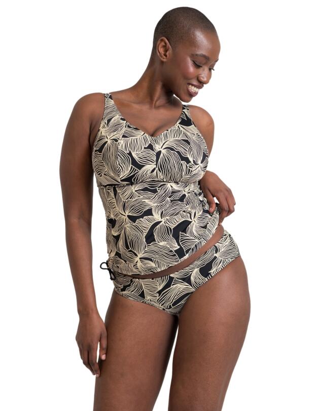 Curvy Kate Ripple Reef Wireless Tankini Top Black Print