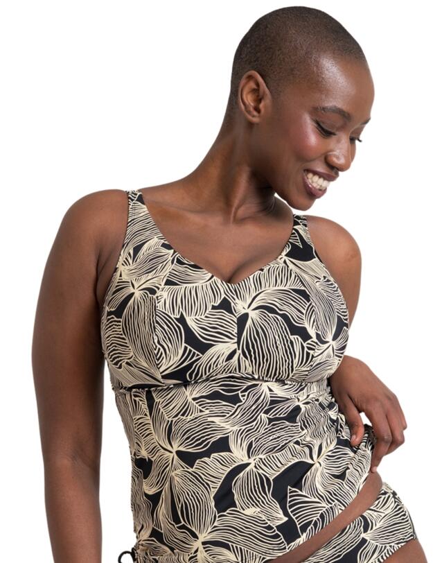 Curvy Kate Ripple Reef Wireless Tankini Top Black Print