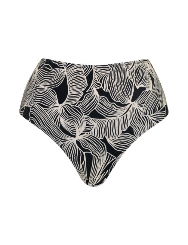Curvy Kate Ripple Reef High Waisted Bikini Brief Black Print