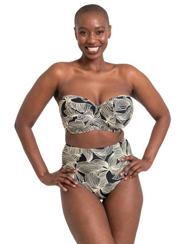 Curvy Kate Ripple Reef High Waisted Bikini Brief Black Print