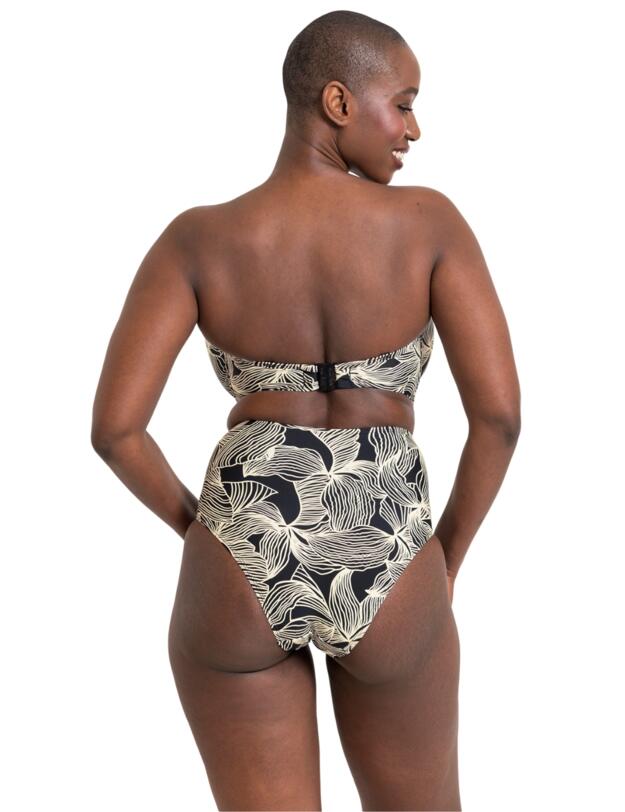 Curvy Kate Ripple Reef High Waisted Bikini Brief Black Print
