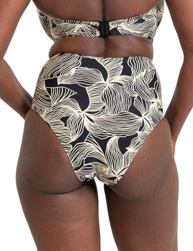 Curvy Kate Ripple Reef High Waisted Bikini Brief Black Print