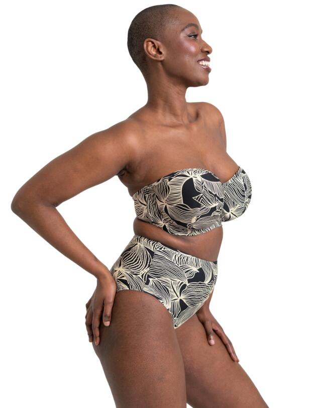 Curvy Kate Ripple Reef High Waisted Bikini Brief Black Print