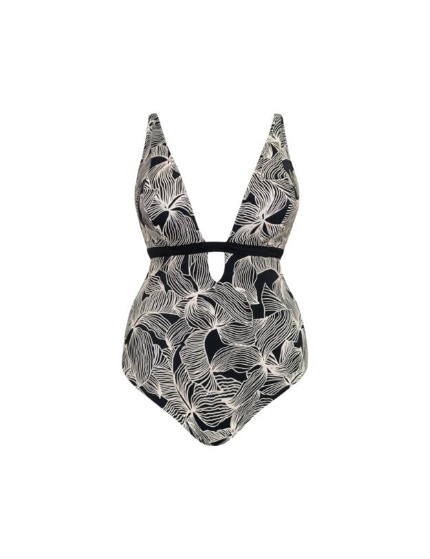 Curvy Kate Ripple Reef Reversible Wireless Swimsuit Black Print