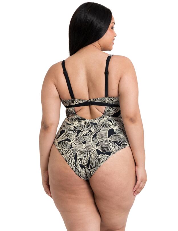 Curvy Kate Ripple Reef Reversible Wireless Swimsuit Black Print