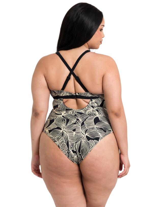 Curvy Kate Ripple Reef Reversible Wireless Swimsuit Black Print
