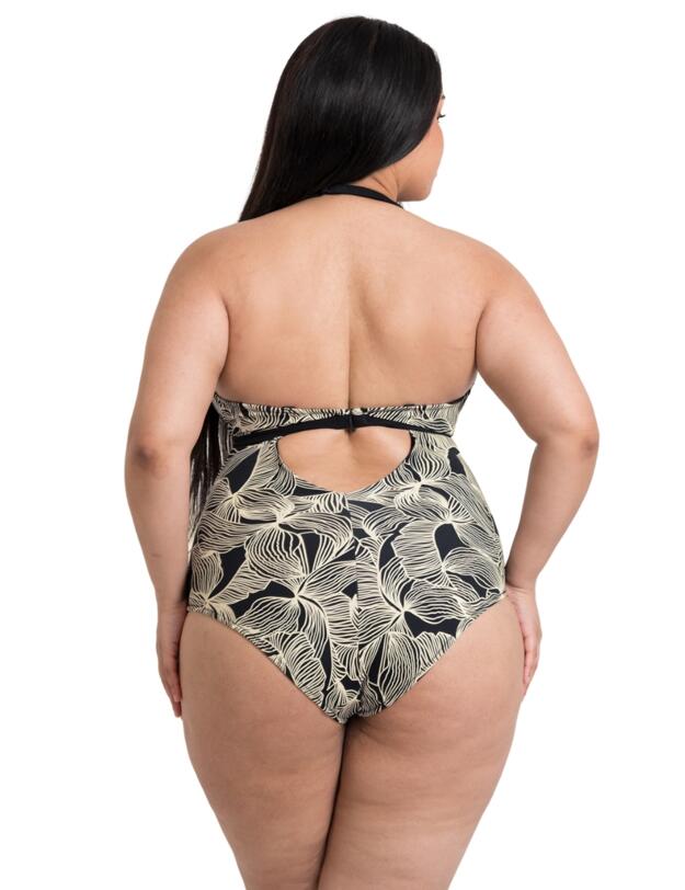 Curvy Kate Ripple Reef Reversible Wireless Swimsuit Black Print