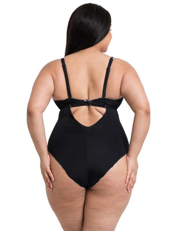 Curvy Kate Ripple Reef Reversible Wireless Swimsuit Black Print