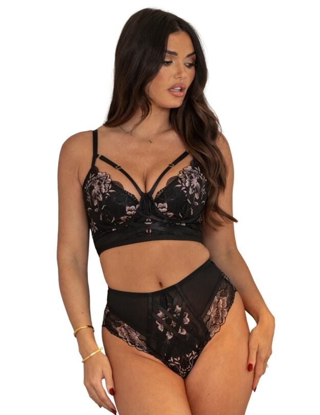 Pour Moi After Hours Padded Longline Bra Black/Soft Pink