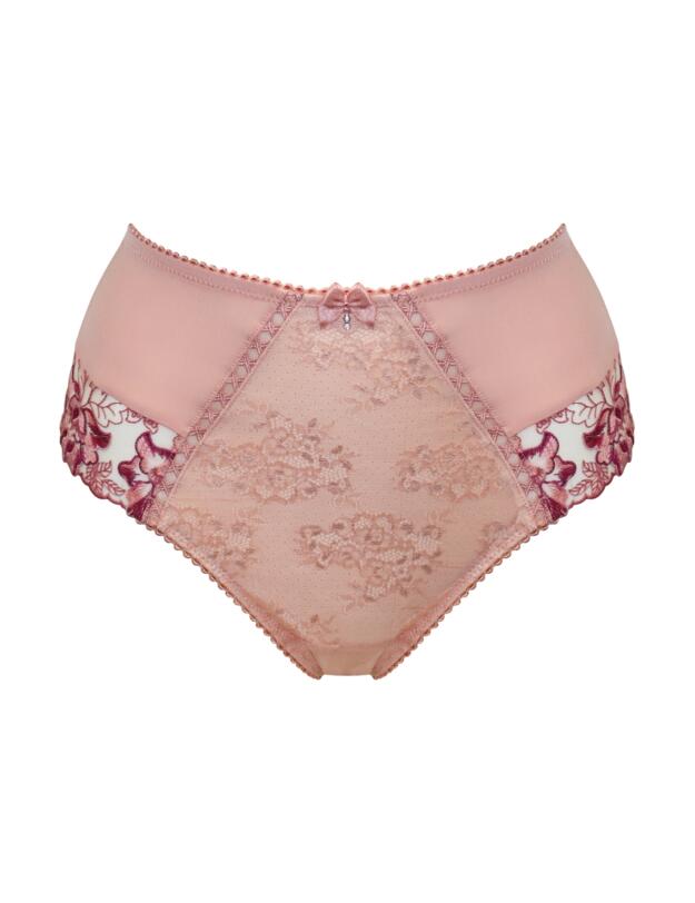 3834 Pour Moi Sofia Lace Embroidered Deep Brief - 3834 Soft Pink/Mulberry