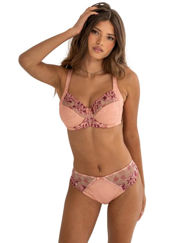 Pour Moi Sofia Lace Embroidered Side Support Bra Soft Pink/Mulberrry