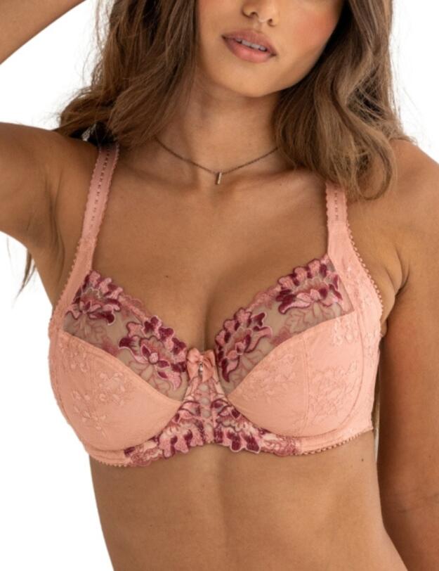 Pour Moi Sofia Lace Embroidered Side Support Bra Soft Pink/Mulberrry