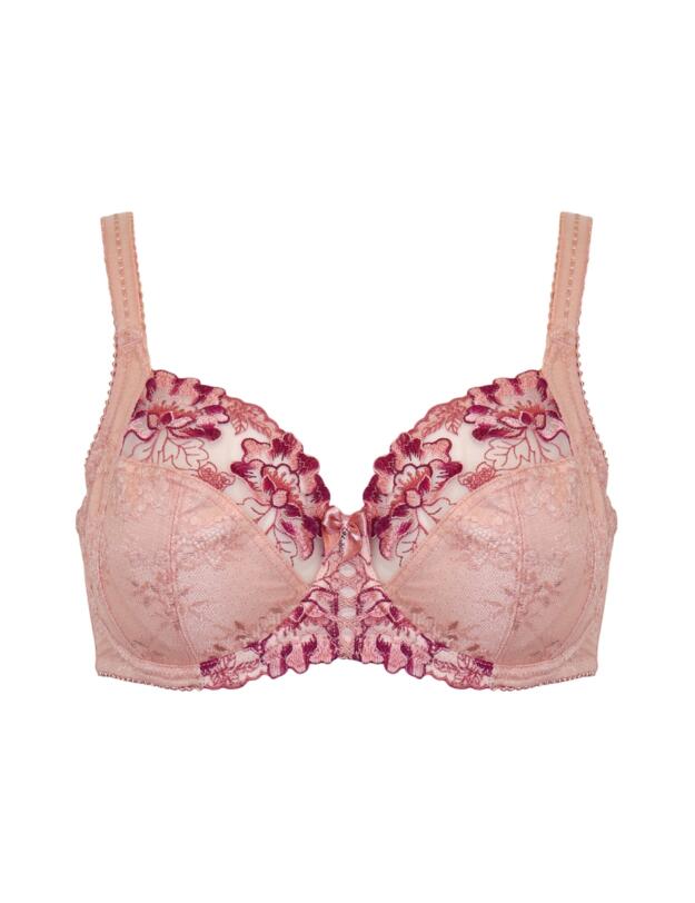 Pour Moi Sofia Lace Embroidered Side Support Bra Soft Pink/Mulberrry