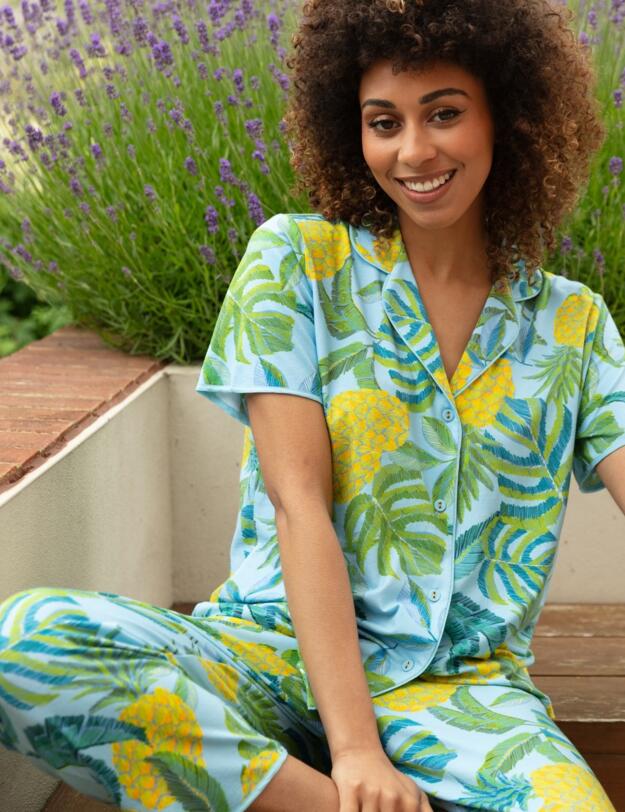 Cybjerjammies Paige Jersey Pyjama Top Light Blue Mix 