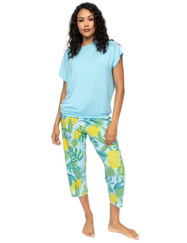Cyberjammies Paige Slouch Jersey Pyjama Top Light Blue 