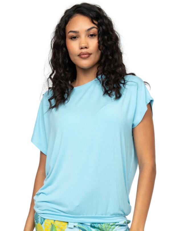 Cyberjammies Paige Slouch Jersey Pyjama Top Light Blue 