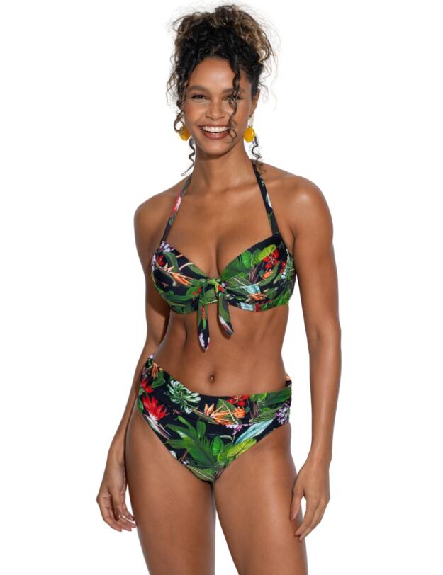 Pour Moi Palermo Foldover Bikini Brief Black Tropical