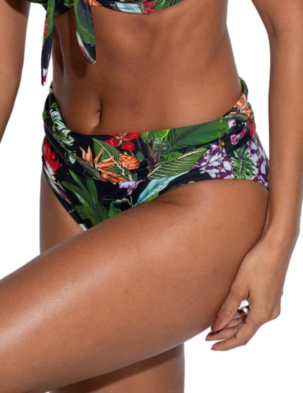 Pour Moi Palermo Foldover Bikini Brief Black Tropical