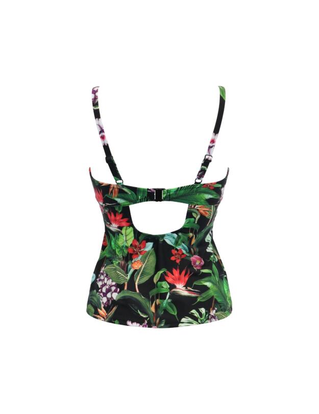 Pour Moi Palermo Underwired Padded Tankini Top Black Tropical
