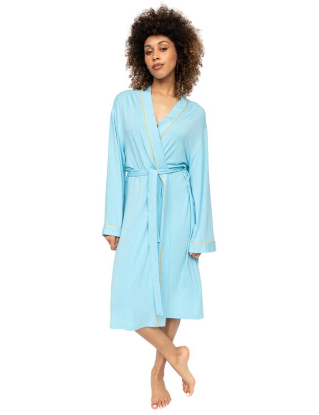 Cyberjammies Paige Jersey Short Dressing Gown Light Blue 