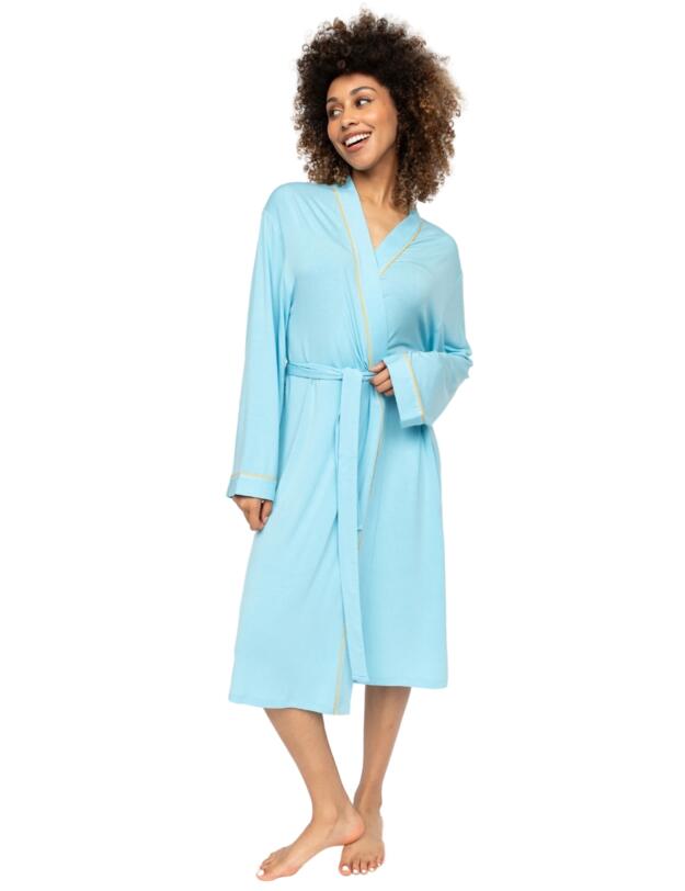 Cyberjammies Paige Jersey Short Dressing Gown Light Blue 