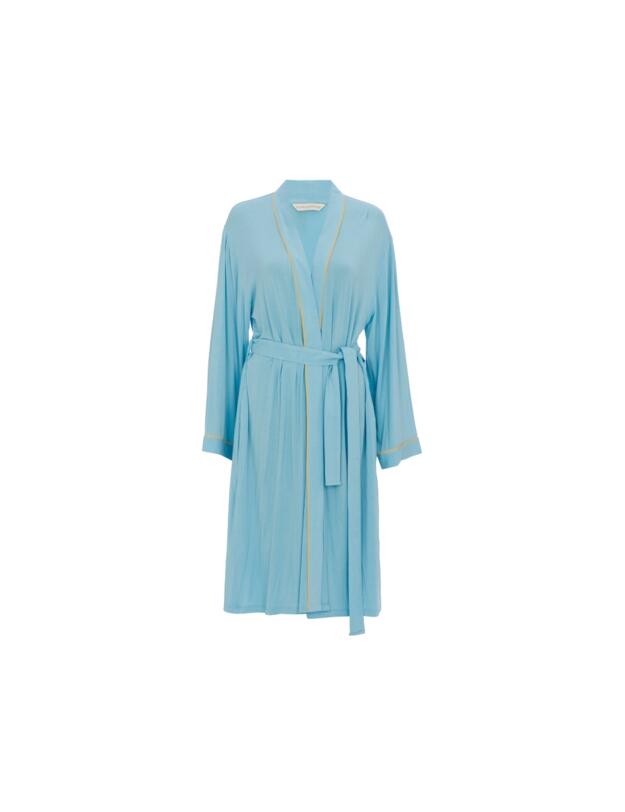 Cyberjammies Paige Jersey Short Dressing Gown Light Blue 
