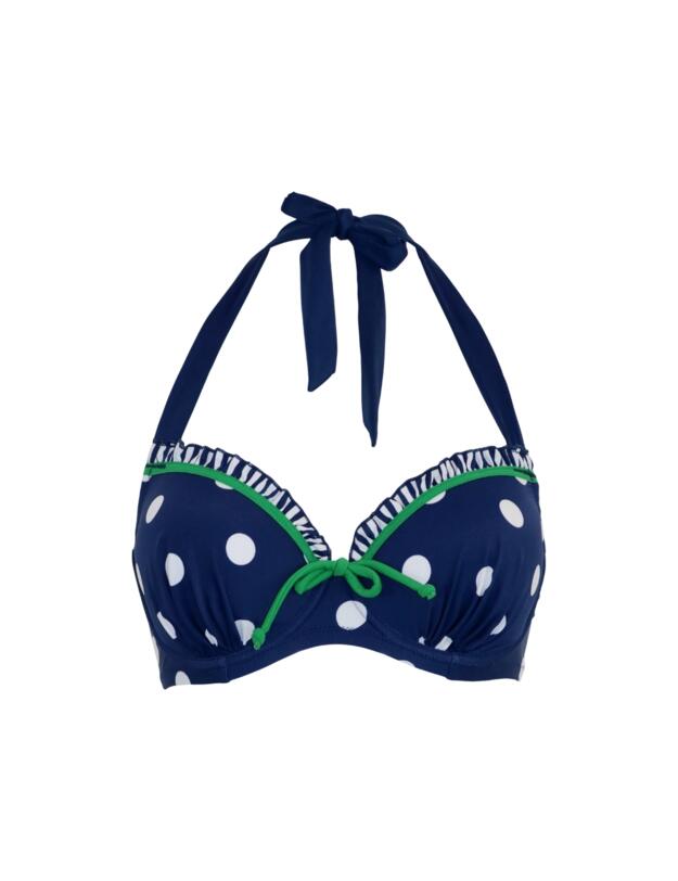 Pour Moi Beach House Halter Underwired Bikini Top Navy/Green