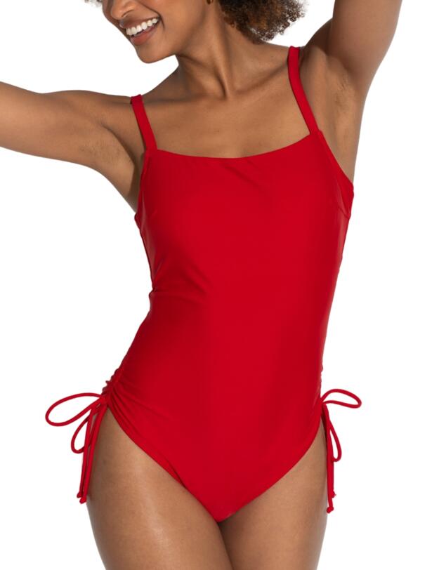 Pour Moi Square Neck Adjustable Swimsuit Red