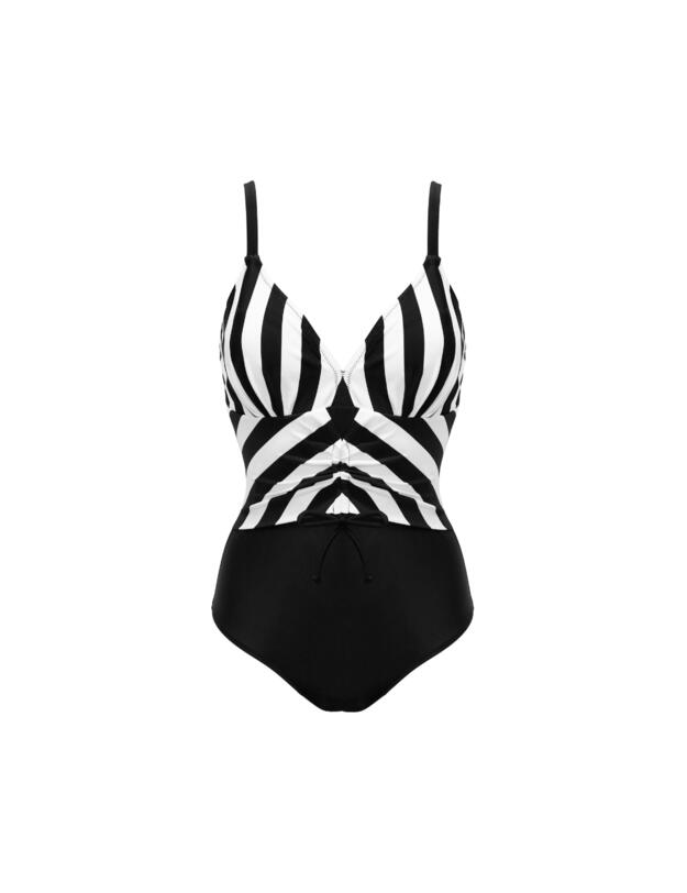 Pour Moi Maya Bay Adjustable Front Tummy Control Swimsuit Black/White