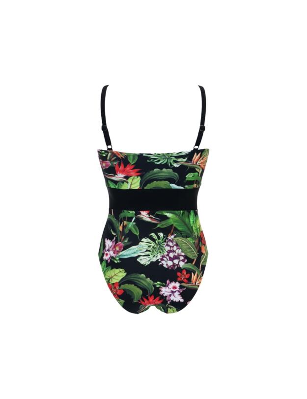 Pour Moi Palermo Panelled Tummy Control Swimsuit Black Tropical