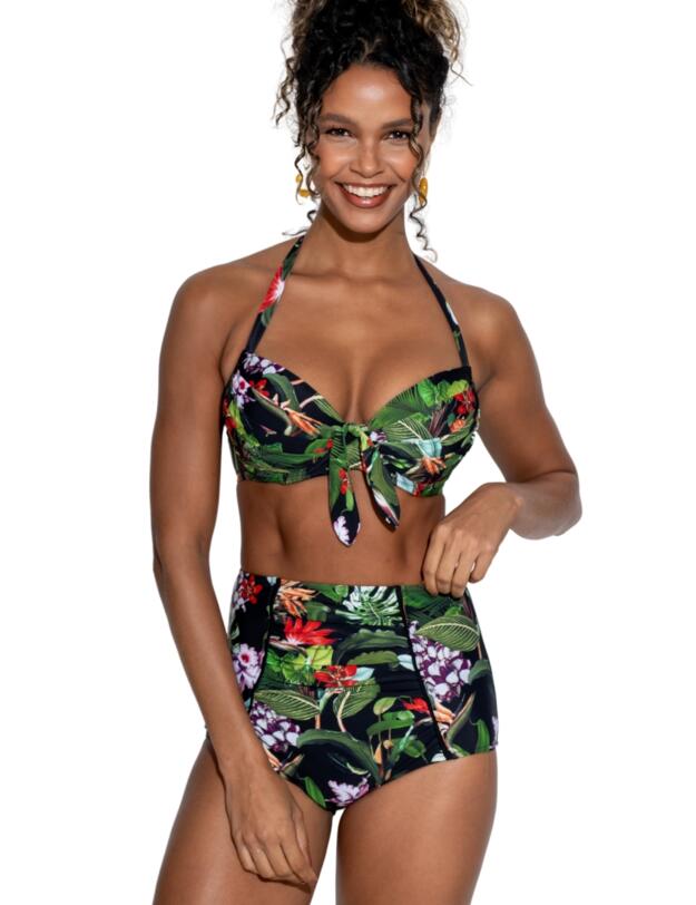 Pour Moi Palermo Tummy Control Bikini Brief Black Tropical