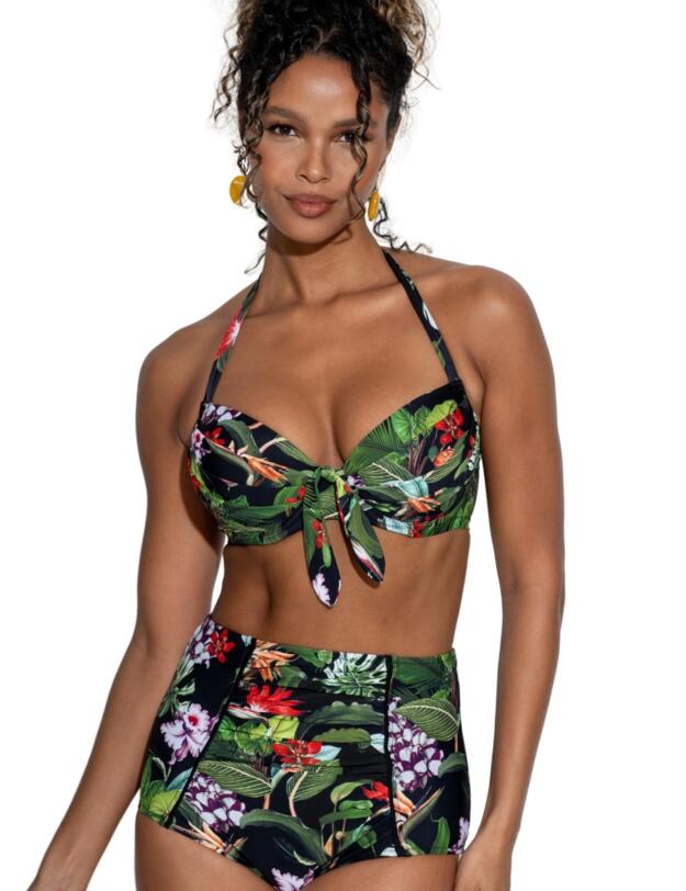 Pour Moi Palermo Halter Bikini Top Black Tropical