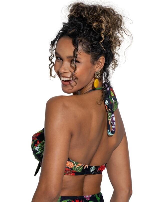 Pour Moi Palermo Halter Bikini Top Black Tropical
