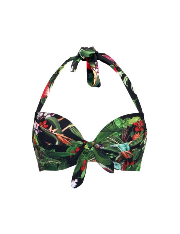 Pour Moi Palermo Halter Bikini Top Black Tropical