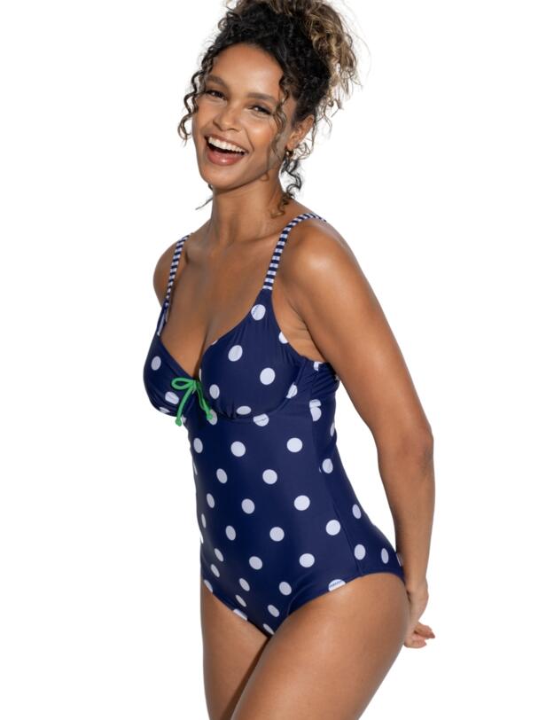 Pour Moi Beach House Underwired Swimsuit Navy/Green
