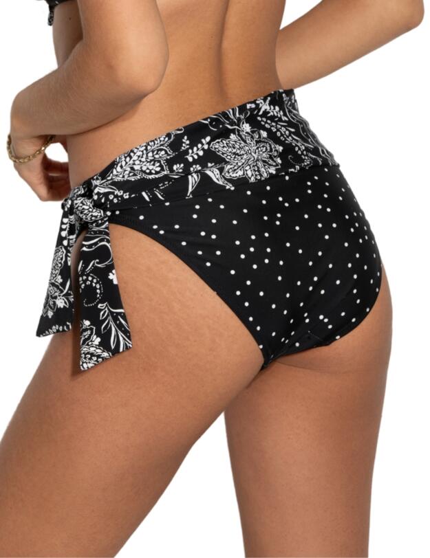 Pour Moi Getaway Fold Over Tie Bikini Brief Black/White