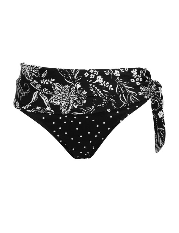 Pour Moi Getaway Fold Over Tie Bikini Brief Black/White