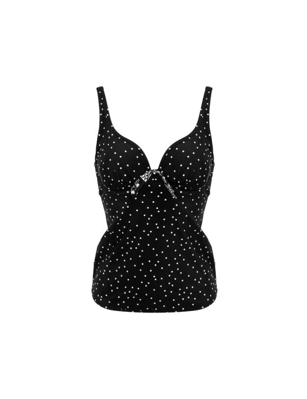 Pour Moi Getaway Non-Padded Tankini Top Black/White